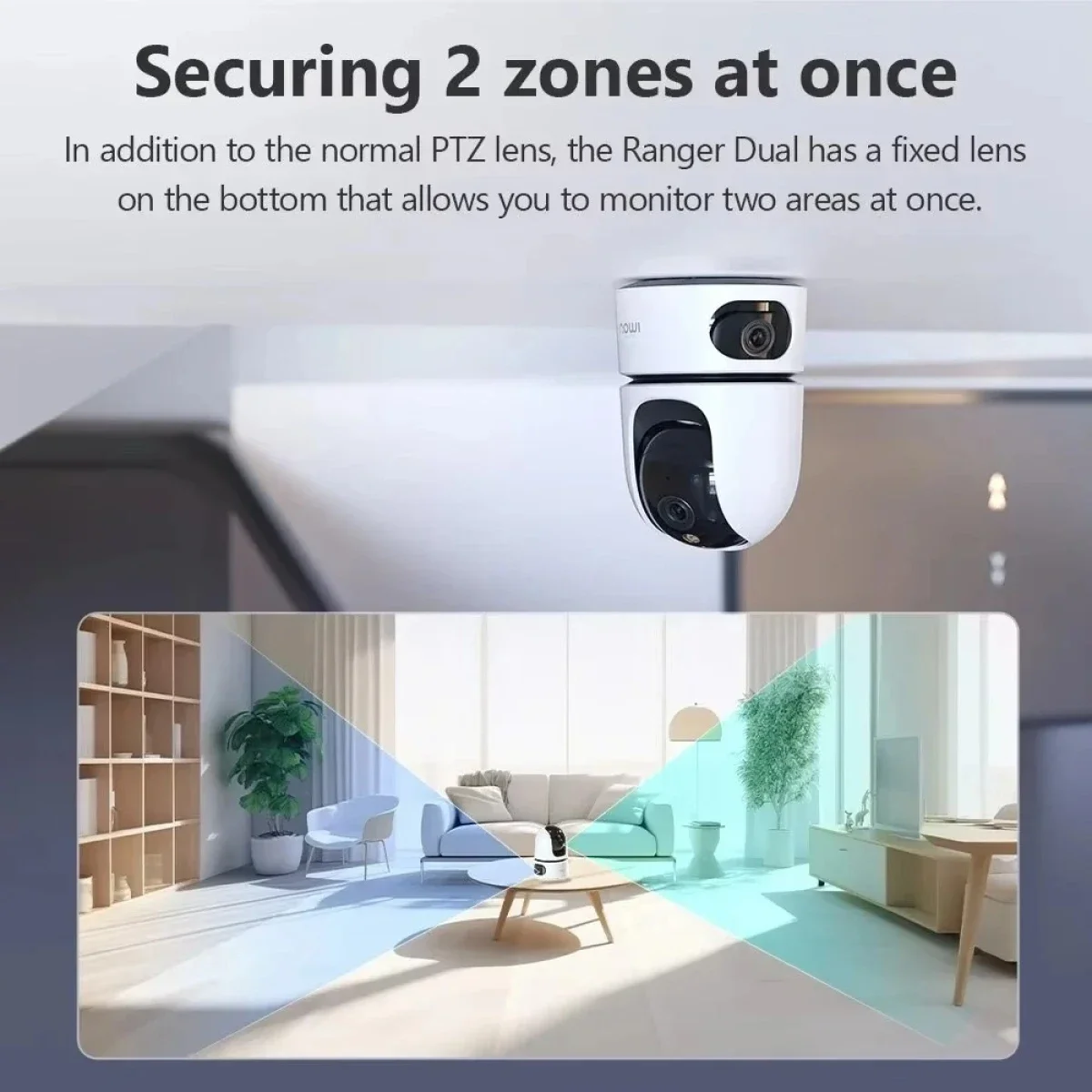 كاميرا مراقبة IMOU Ranger Dual 10MP WiFi 360 PT بعدستين مع اكتشاف الأشخاص والحيوانات الأليفة والرؤية الليلية والتحدث ثنائي الاتجاه - Image 2
