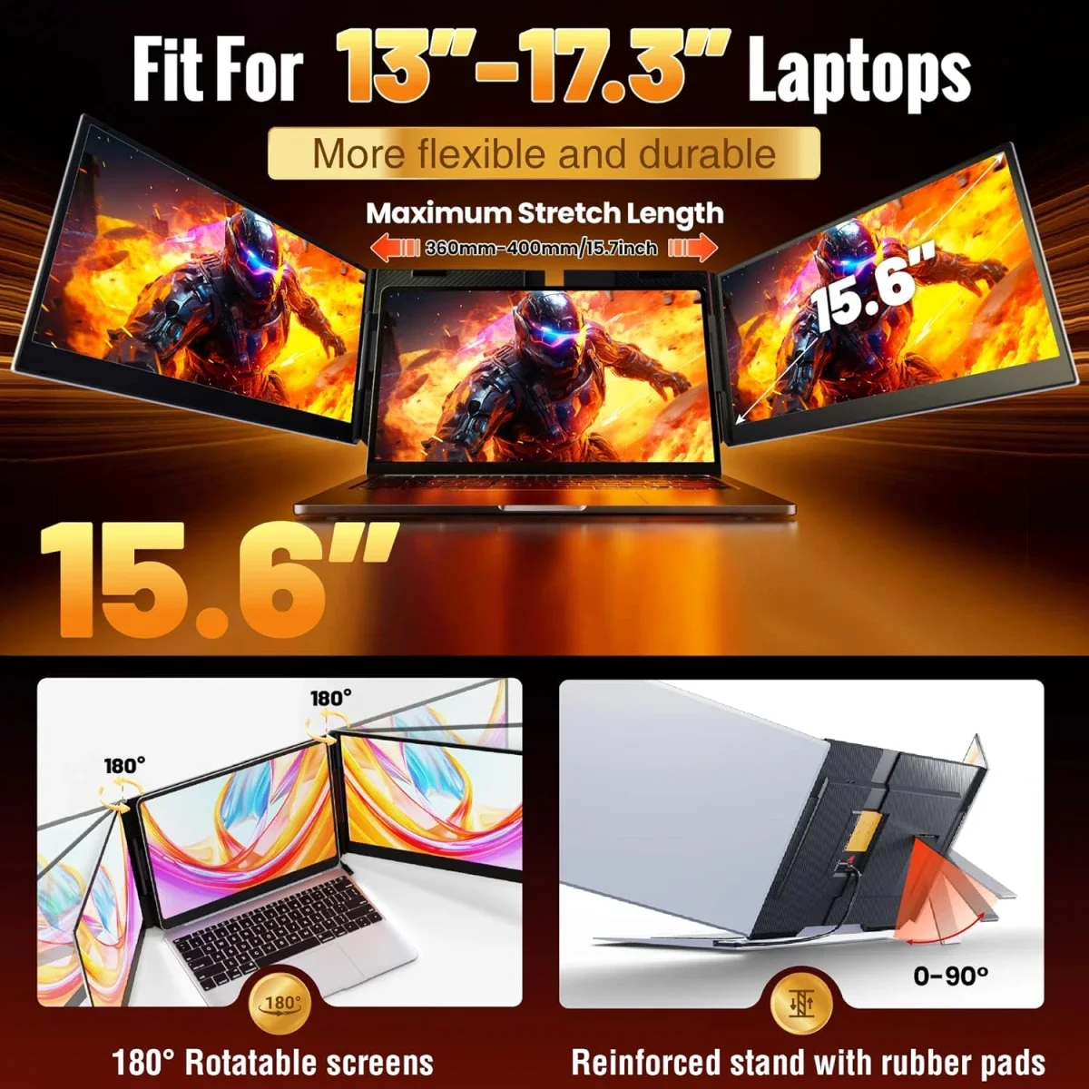شاشة موسعة للابتوب V2COM P7 Pro ثلاثية IPS Full HD مقاس 15.6 إنش - Thumbnail 5