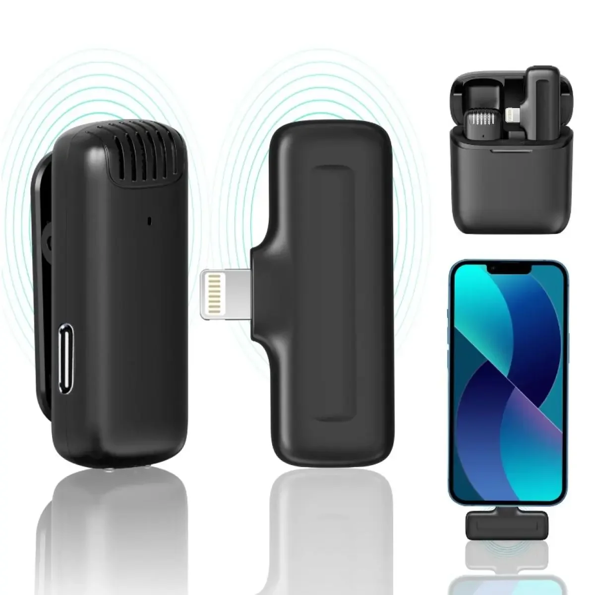 ميكروفون لاسلكي مع وقت تشغيل يصل إلى 5 ساعات لهواتف Android USB Type-C مع علبة شحن - Thumbnail 2