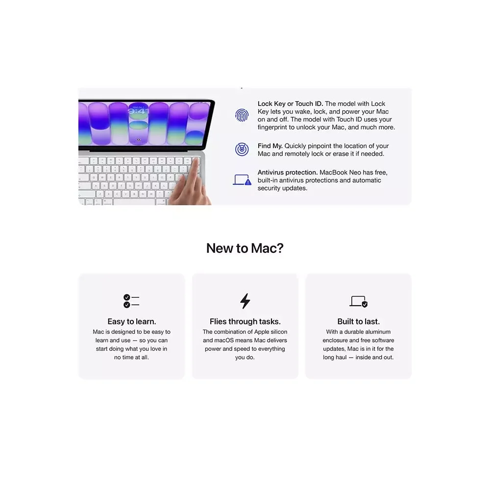 Apple MacBook Neo A18 Pro Laptop, 8GB RAM, 256GB SSD, 13-inch 2408×1506 Display, macOS, Silver, MHFA4LL - Thumbnail 3