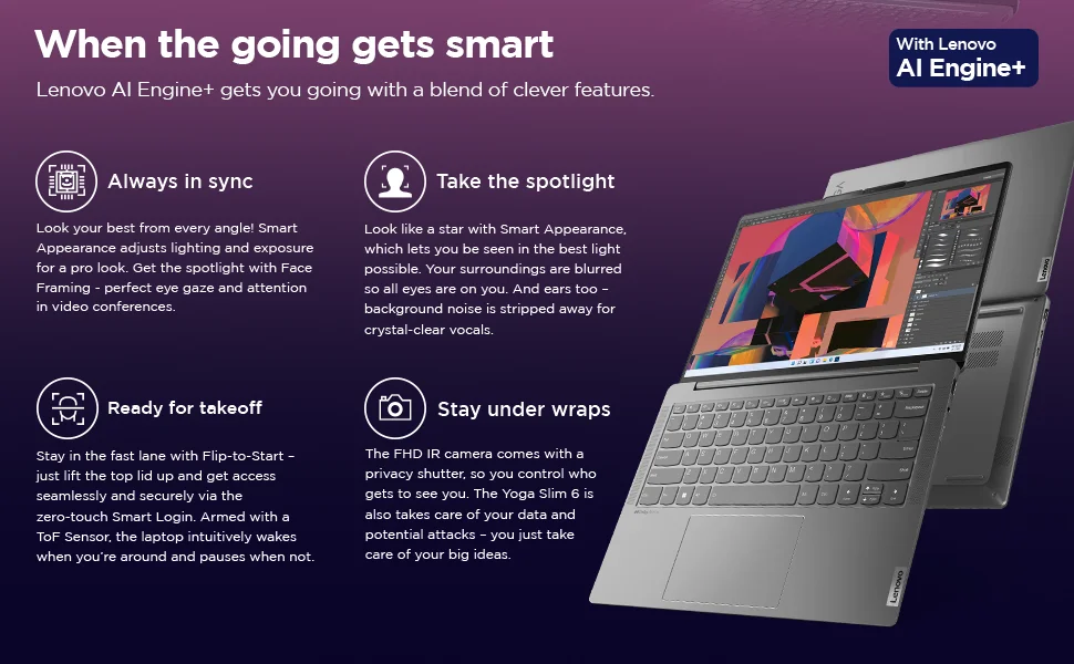 Lenovo Yoga Slim 6 2024 14-inch OLED Laptop Intel Core i5-13500H 16GB RAM 512GB SSD Storm Grey - Image 13