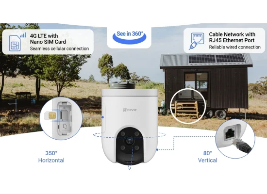 كاميرا مراقبة خارجية Ezviz CS-H8c-R200-1K3KFL4GA H8c 4G بدقة 2K بان وتيلت LTE - Image 10