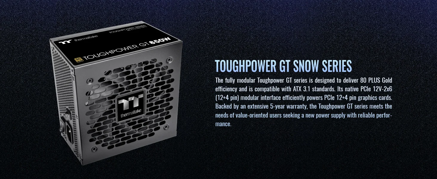 Thermaltake Toughpower GT 850W ATX 3.1 80 PLUS Gold Fully Modular Power Supply Black - Thumbnail 9