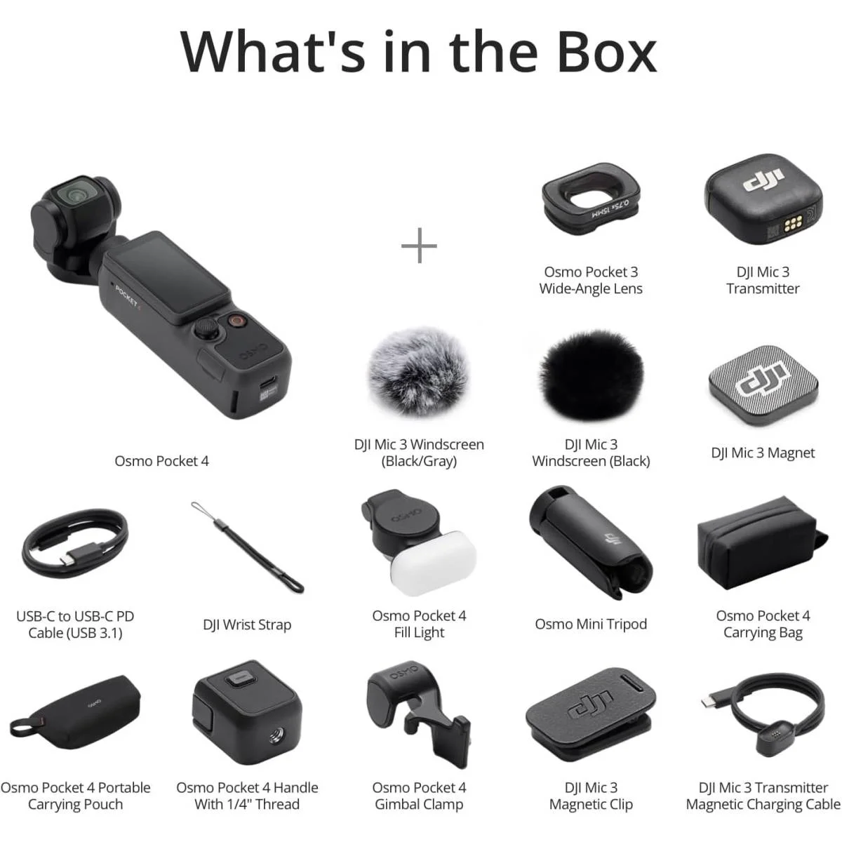 كاميرا فلوج محمولة DJI Osmo Pocket 4 Creator Combo مع حزمة ملحقات، 4K/240fps، مستشعر CMOS مقاس 1 إنش، جيمبال 3 محاور، ActiveTrack 7.0، شاشة لمس دوارة 2 إنش، تخزين 107GB، مرسل مايك لاسلكي Mini، أسود - Image 2