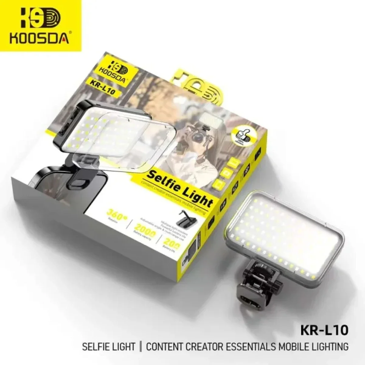 KOOSDA KR-L10 Portable USB Rechargeable Selfie Fill Light with 2000mAh Battery - Image 2