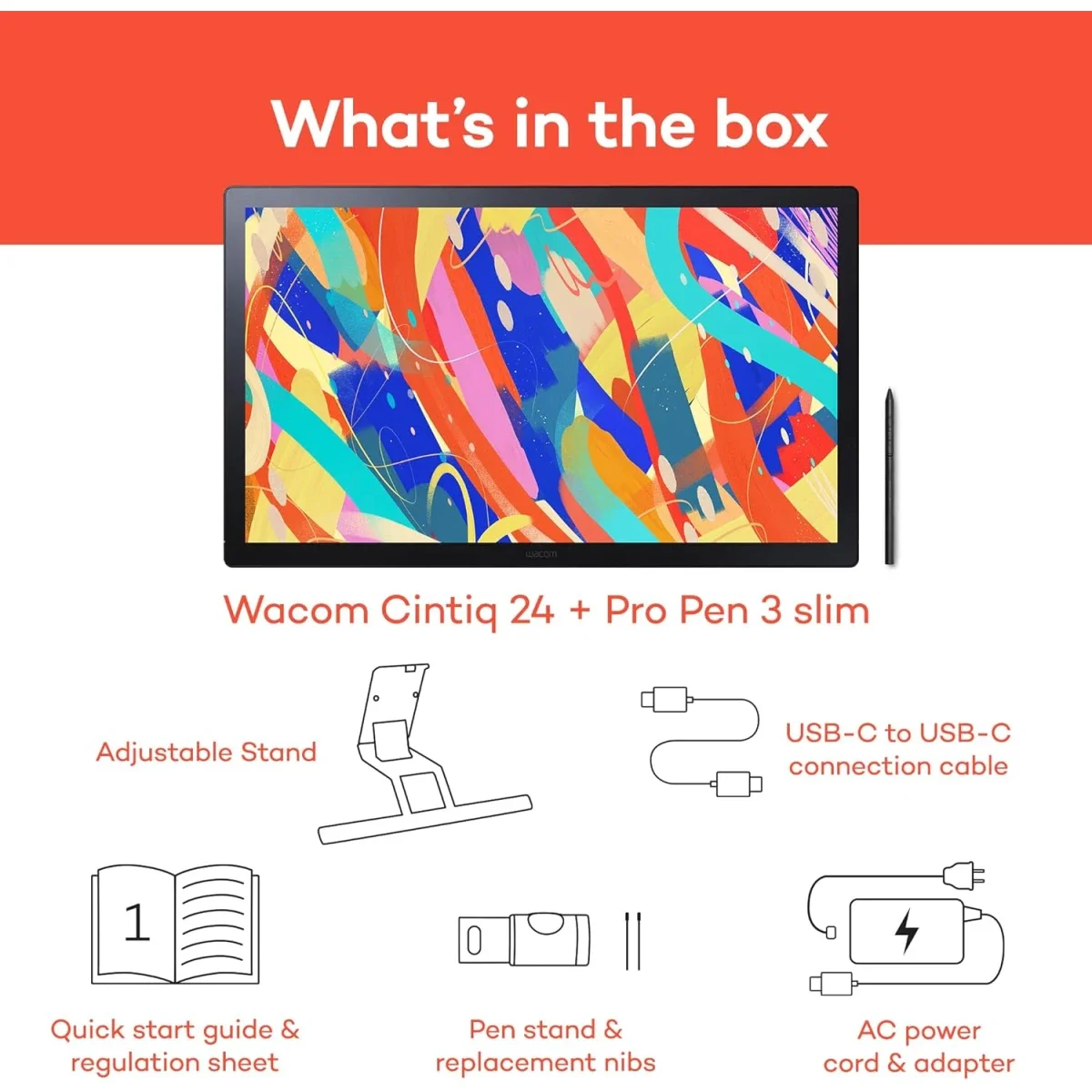 شاشة رسم Wacom Cintiq 24 مقاس 23.8 إنش مع حامل، دقة 1920x1080، DTK246K0B - Thumbnail 5