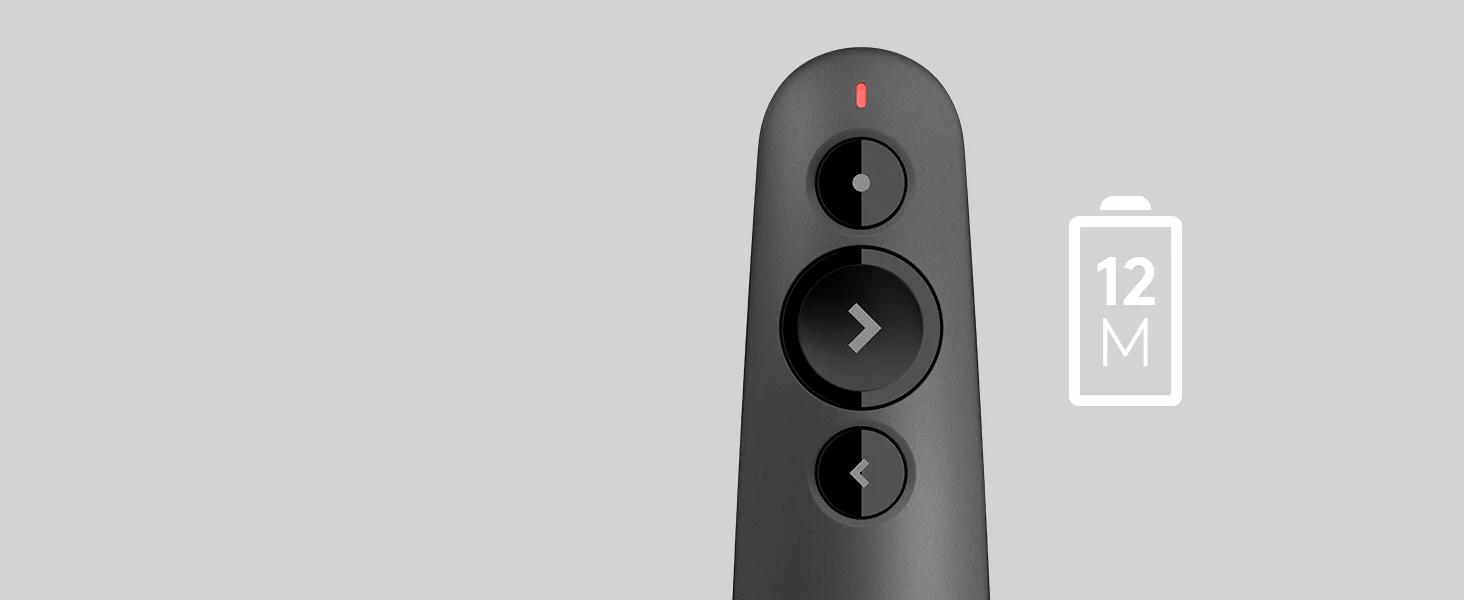 جهاز تحكم بالعروض Logitech R500s لاسلكي بمؤشر ليزر أحمر - جرافيت - Thumbnail 11