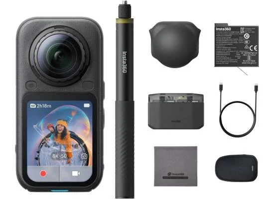 كاميرا أكشن Insta360 X6 حزمة Essentials بتصوير 360 درجة 8K50fps، مستشعرين 1/1.1 إنش، نظام ثلاث شرائح AI، InstaFrame 2.0، عصا سيلفي مخفية 114 سم وعلبة شحن سريع، أسود - Thumbnail 8