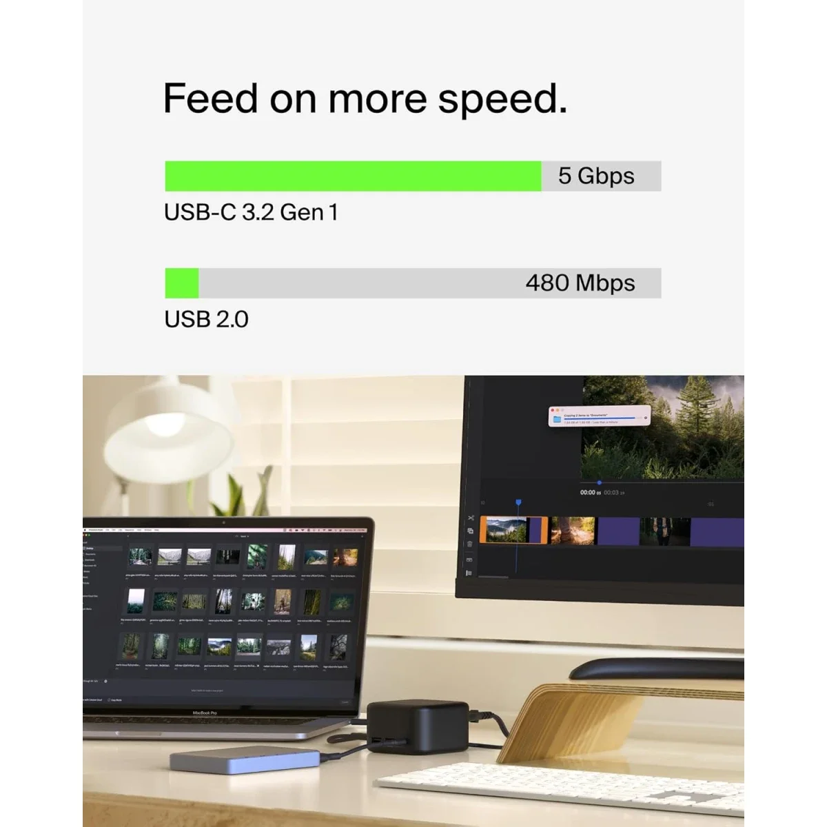 قاعدة لمجموعة واسعة من المنافذ Belkin Connect USB-C 6-in-1 Core GaN Dock 130W مع 96W PD وHDMI 4K وUSB-A وUSB-C وGigabit Ethernet - Image 4