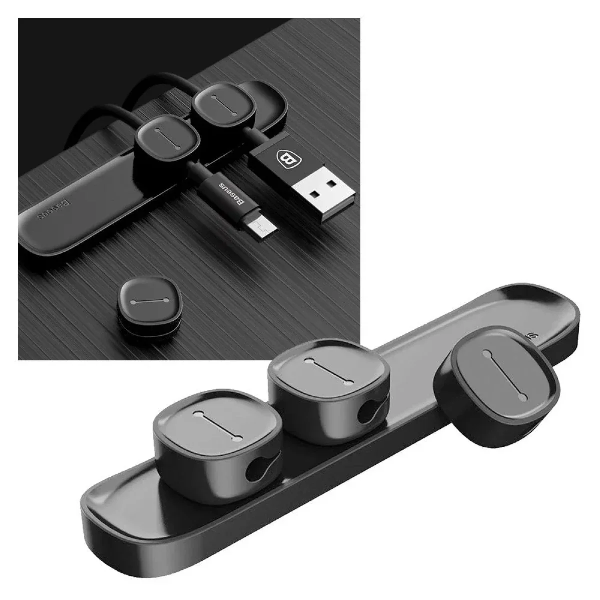 Baseus Peas Magnetic Cable Organizer - Black - Thumbnail 2