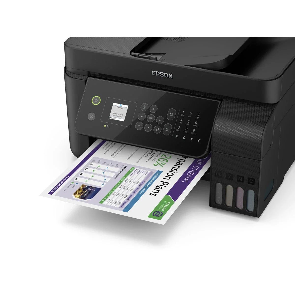 طابعة EPSON EcoTank L5290 الكل في واحد A4 ملونة بخزان حبر مع ADF وWi‑Fi وشاشة LCD بسرعة 33ppm/15ppm - أسود - Image 4