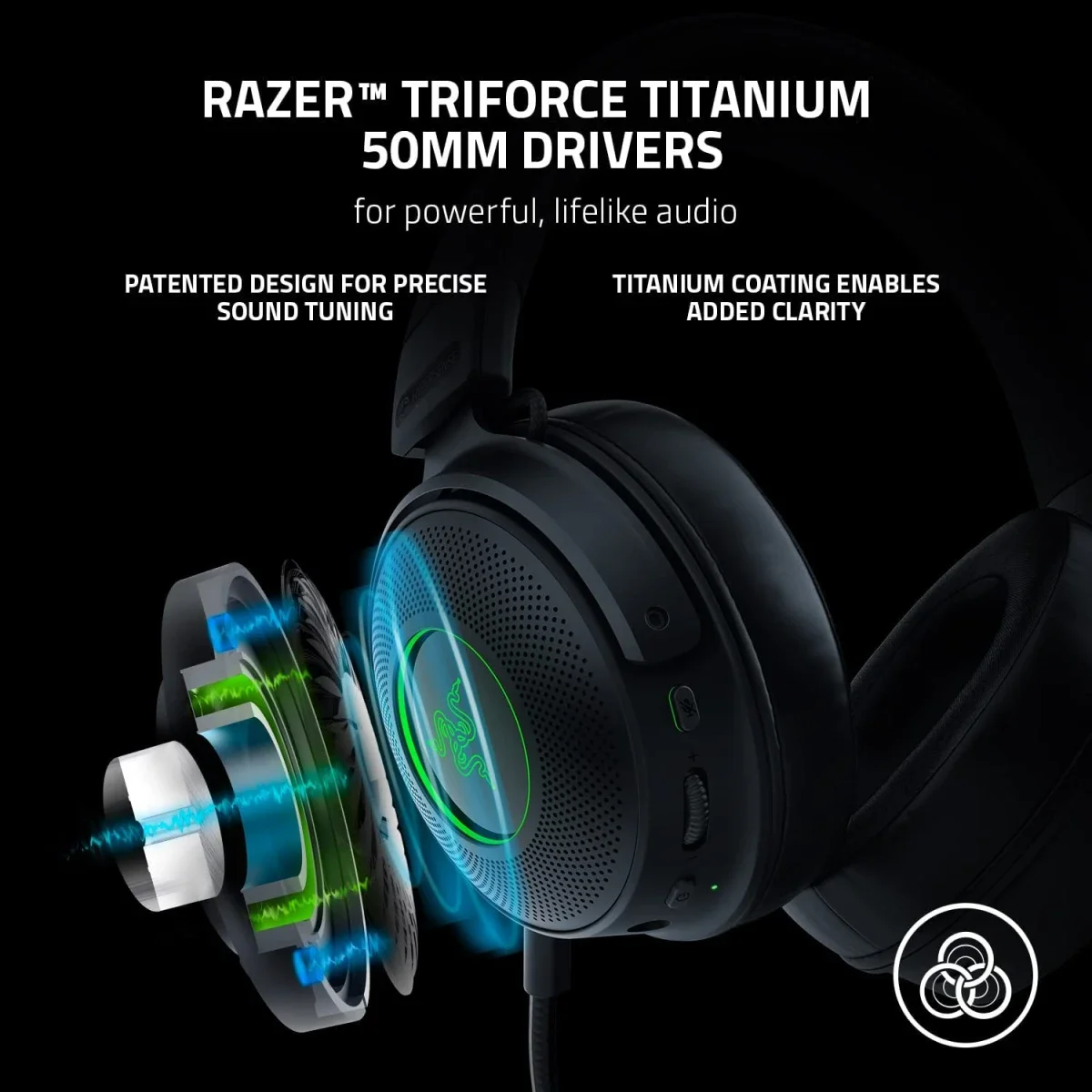 سماعة ألعاب Razer Kraken V3 Pro لاسلكية مع HyperSense وصوت THX 7.1 وإضاءة Chroma RGB - Thumbnail 4