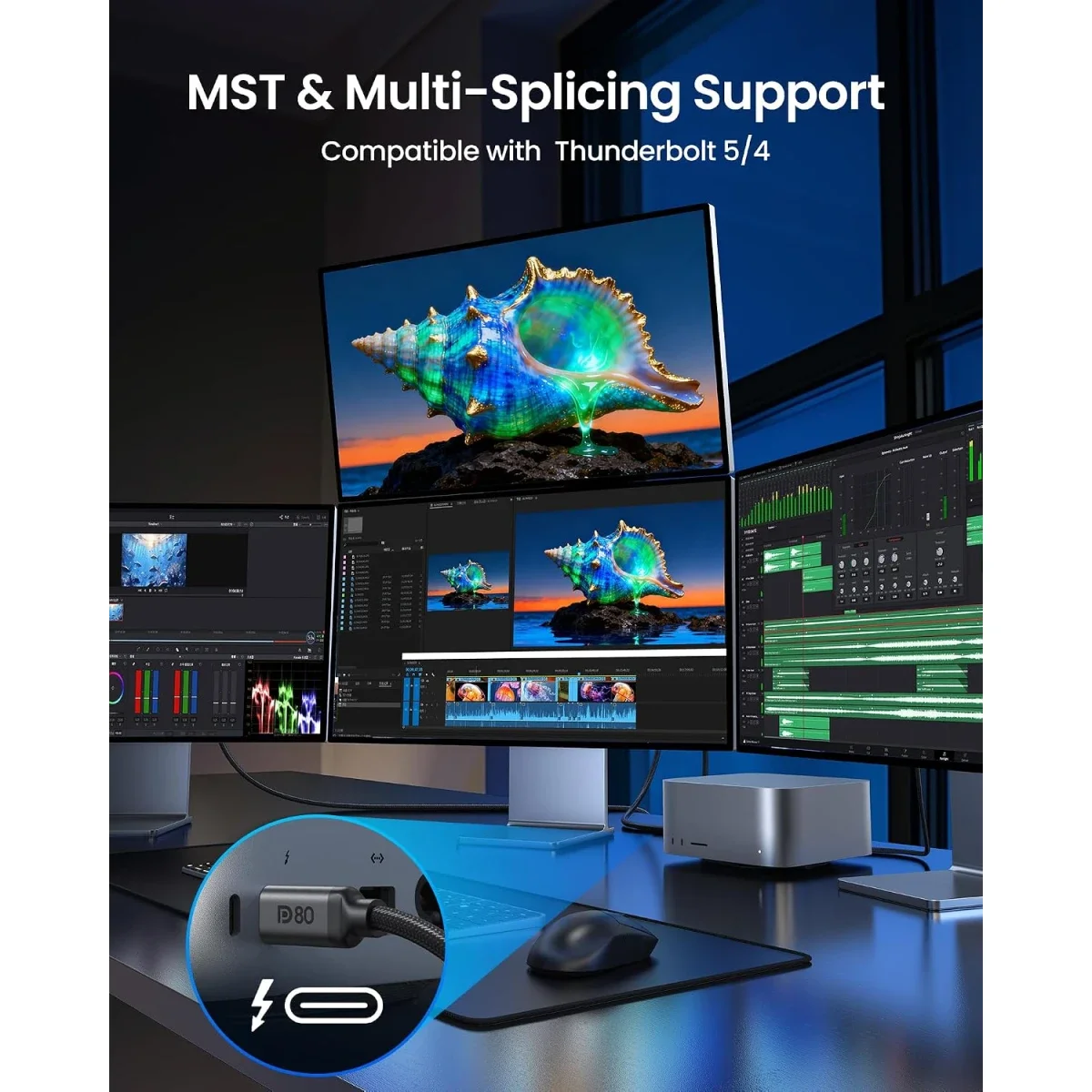 Silkland S1410 80Gbps USB-C to DisplayPort 2.1 Cable, 16K 60Hz, 8K 240Hz, 6.6ft - Thumbnail 6