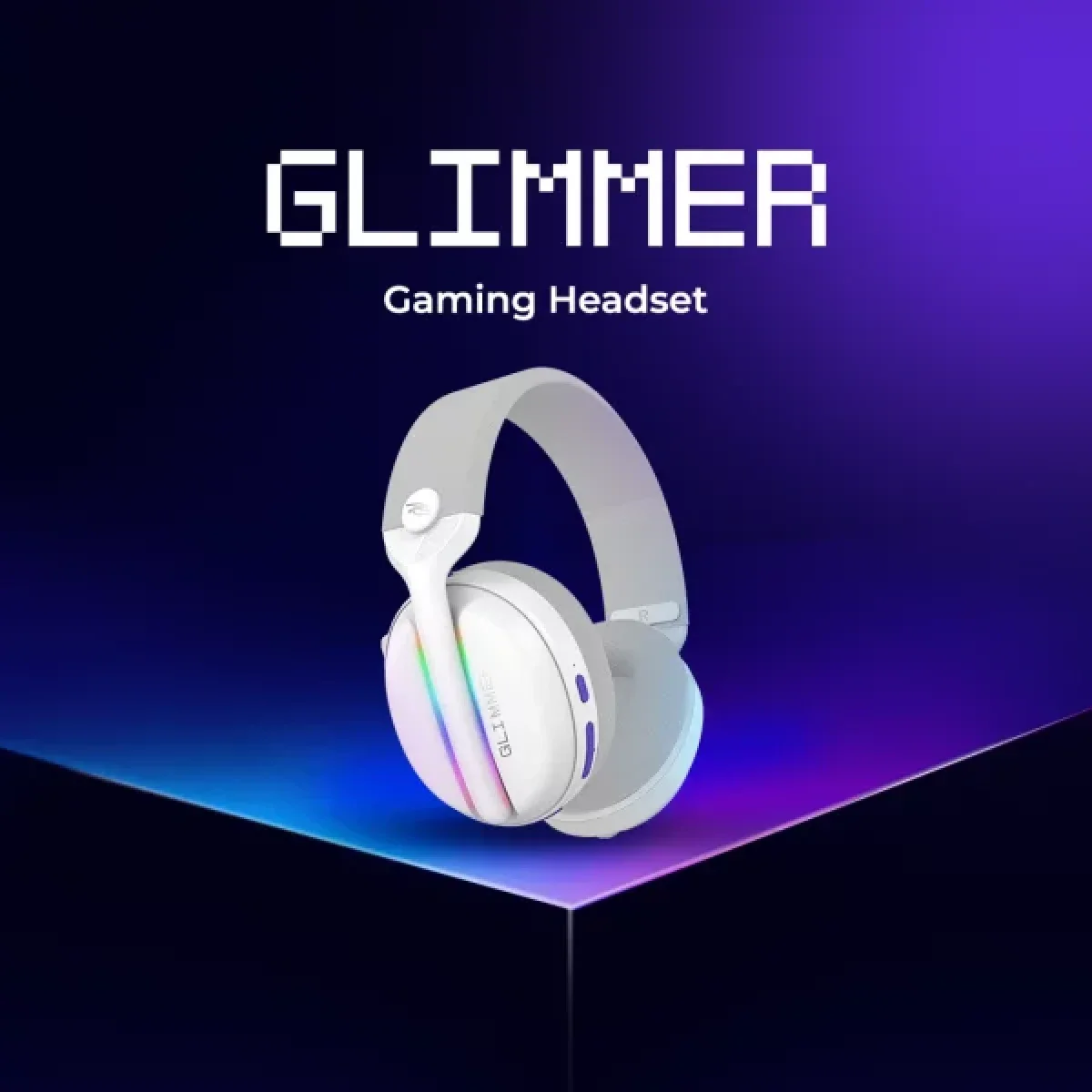 Proove Glimmer Dual-Wireless RGB Gaming Headset, White/Purple - Thumbnail 7