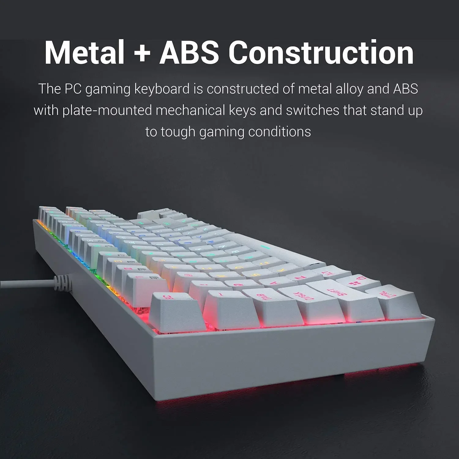 Redragon K552 Kumara White RGB Mechanical Gaming Keyboard, 87 Keys, Blue Switches - Thumbnail 8