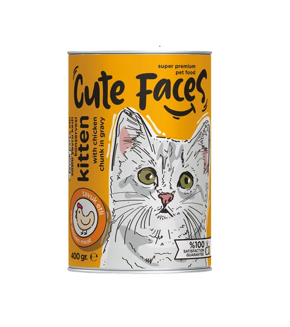 طعام رطب للقطط الصغيرة Cute Faces بالدجاج
