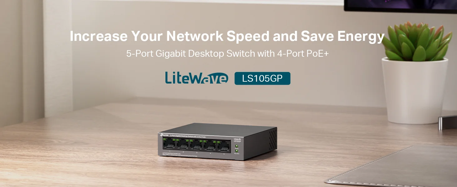 سويتش مكتبي جيجابت TP-LINK LS105GP 5 منافذ مع 4 منافذ PoE+ بقدرة 65W - Image 4
