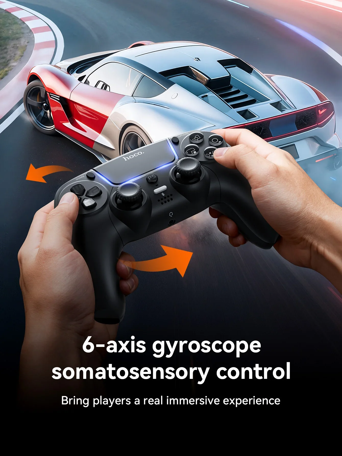 يد تحكم ألعاب لاسلكية HOCO GA32 Dragon لجهاز PS5 بتقنية Bluetooth 5.1 وبطارية 600mAh أبيض - Image 11