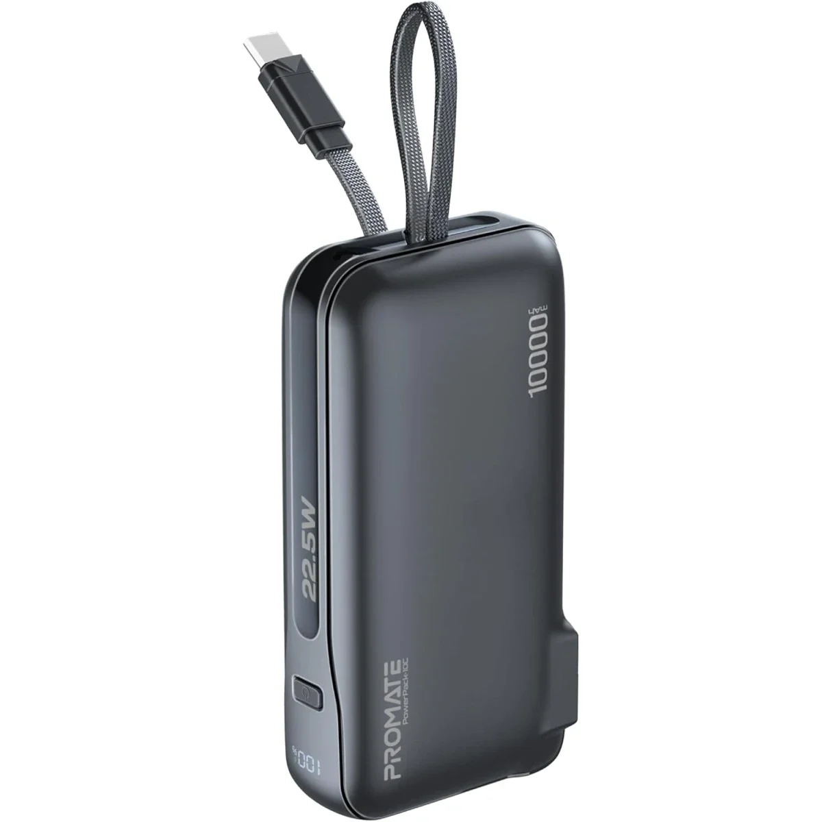 Promate PowerPack-10C 10000mAh Dual-Mode AC/DC Power Bank Charger, 20W USB-C, 22.5W USB-A, Black