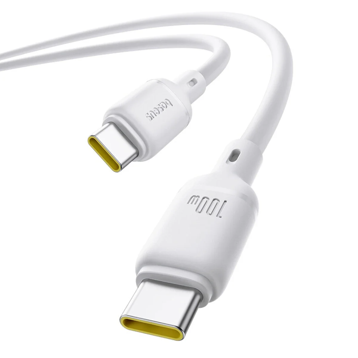 كابل شحن سريع Baseus Silky Series من USB-C إلى USB-C بقدرة 100 واط وطول 1 متر أبيض - Image 2