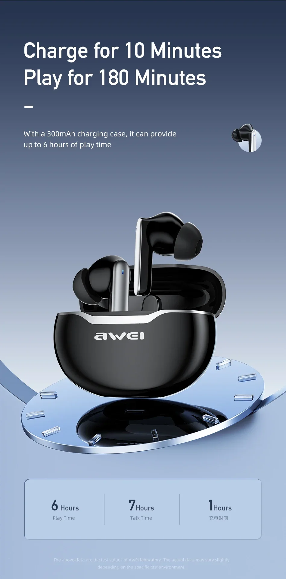 سماعات أذن لاسلكية TWS Awei T50 مع ENC و4 ميكروفونات وBluetooth 5.3 - Image 12