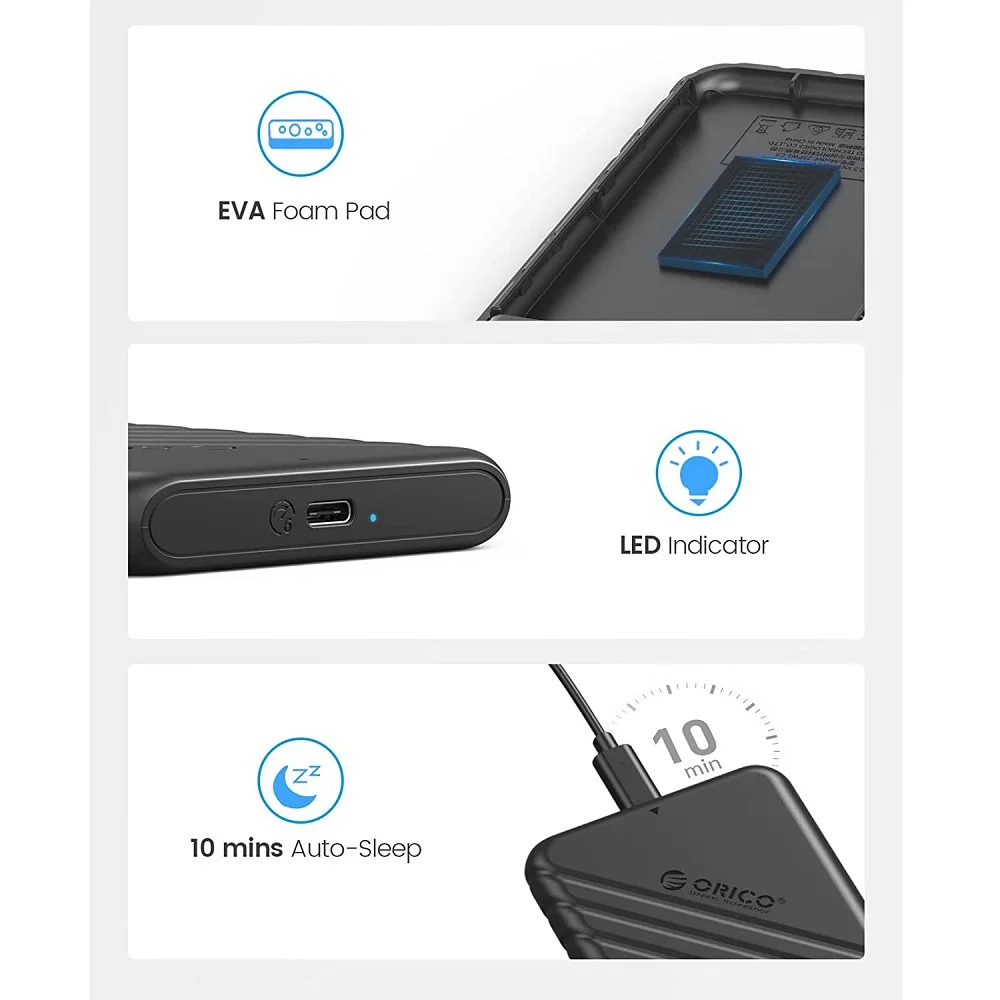 علبة هارد ORICO ORICO-25PW1-C3-BK-EP مقاس 2.5 إنش USB 3.1 Gen 1 Type-C - أسود - Thumbnail 3