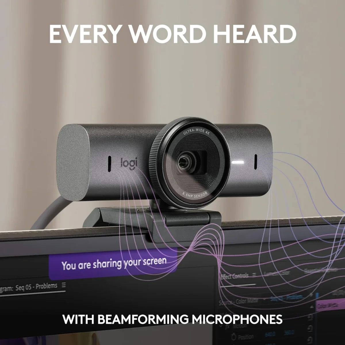Logitech MX Brio Ultra HD 4K Streaming Webcam, 1080p 60 FPS, Graphite - Thumbnail 3