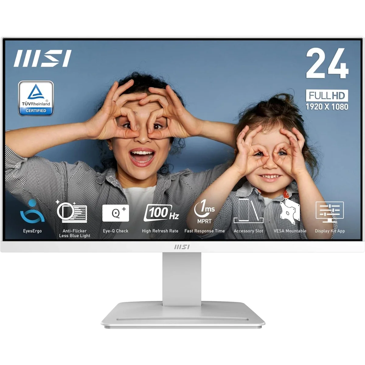 شاشة MSI PRO MP2412W مقاس 24 إنش Full HD بتردد 100 هرتز ولوحة VA - أبيض
