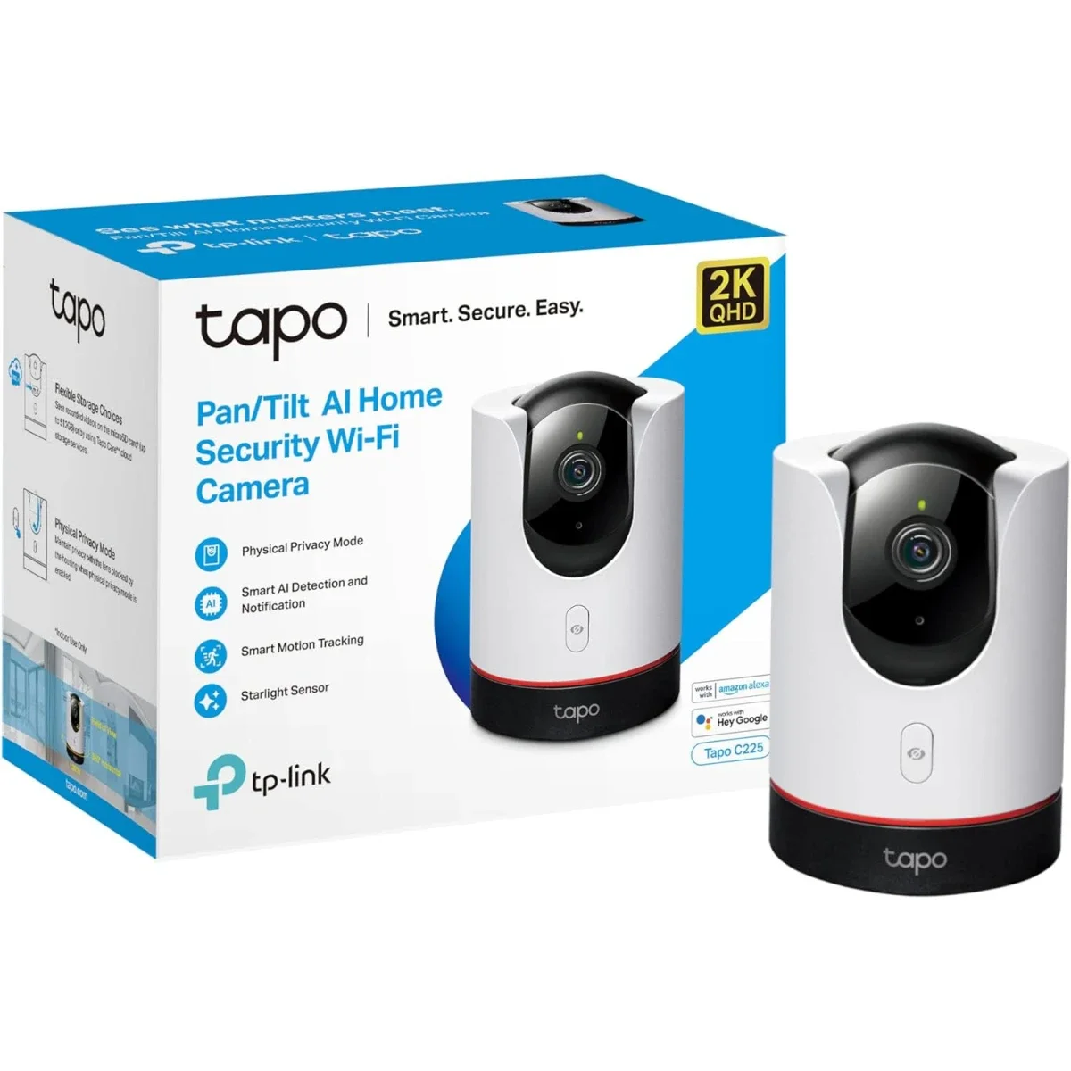 TP-LINK Tapo C225 2K QHD Pan/Tilt Security Camera with AI Detection and 2-Way Audio