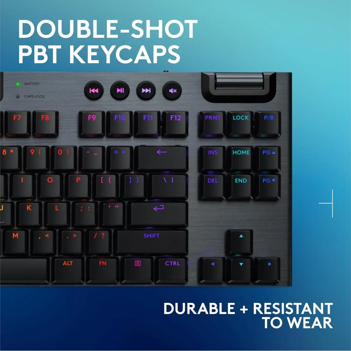 لوحة مفاتيح ألعاب Logitech G915 X LIGHTSPEED TKL ميكانيكية لاسلكية بمفاتيح GL Clicky لون أسود - Thumbnail 7