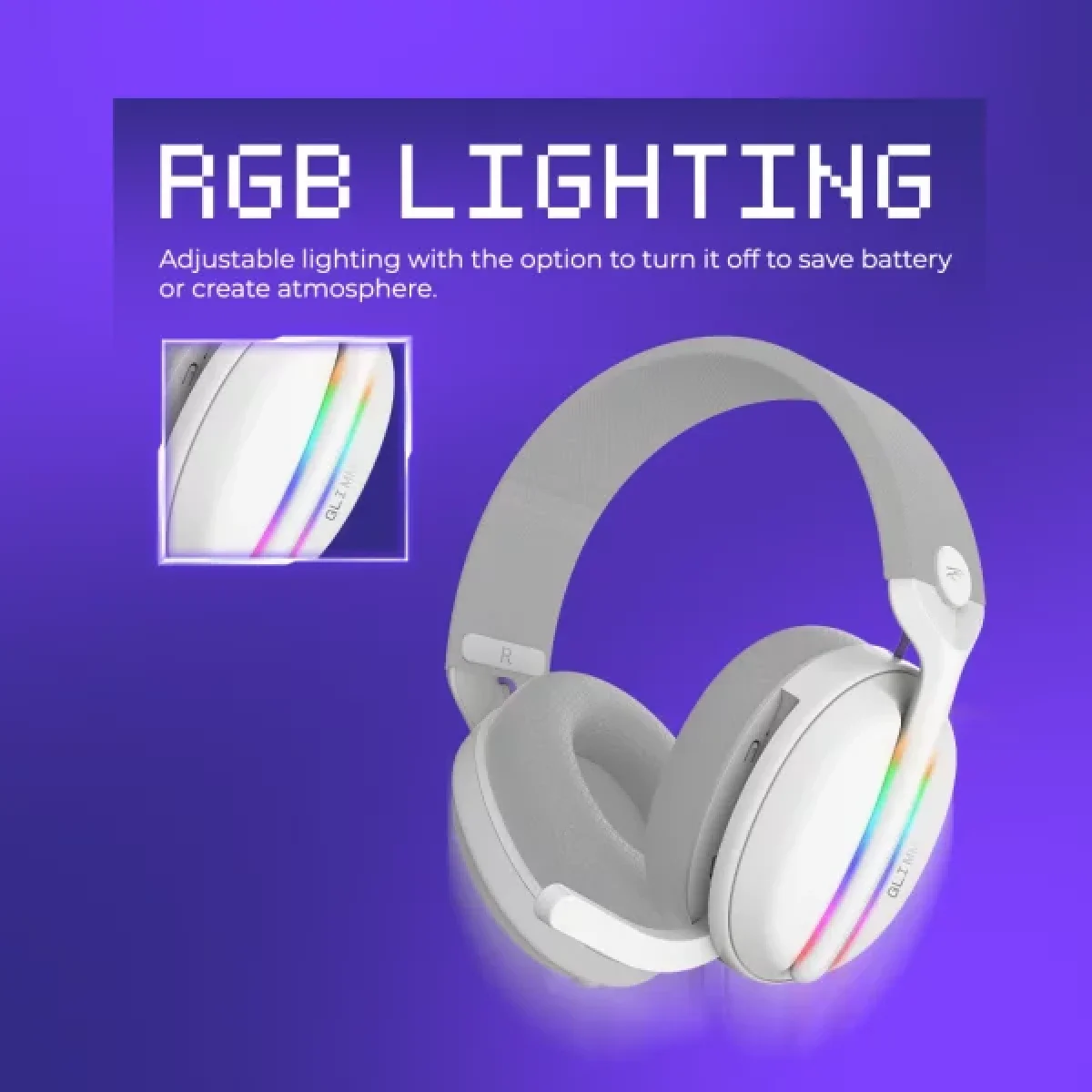 Proove Glimmer Dual-Wireless RGB Gaming Headset, Black/Purple (WHGL00022016) - Thumbnail 9