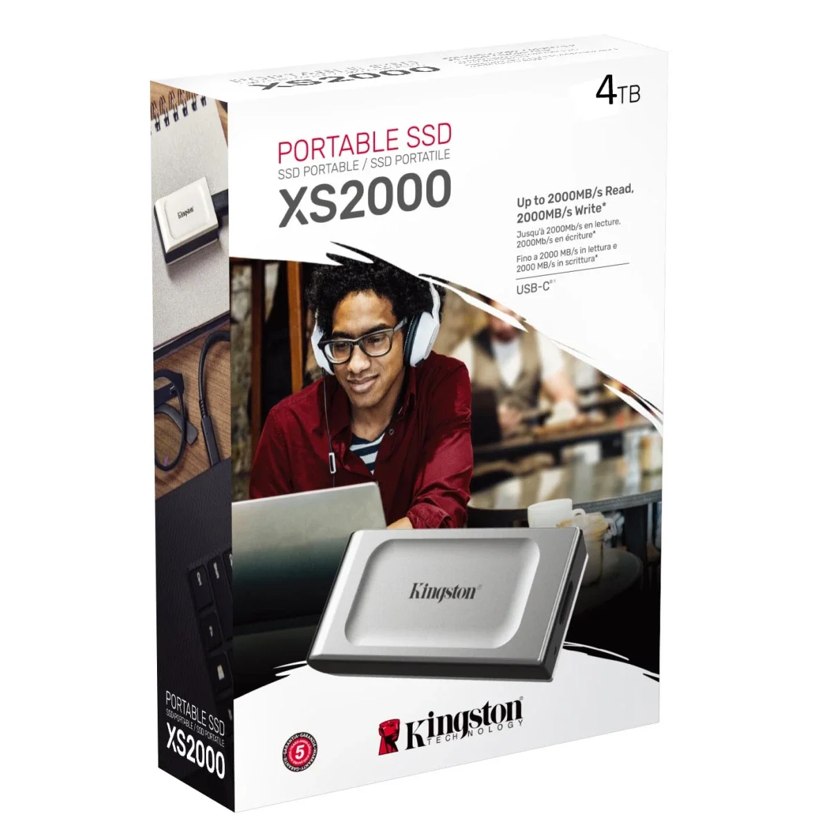 قرص SSD خارجي Kingston XS2000 بسعة 4TB صغير الحجم بمنفذ USB-C