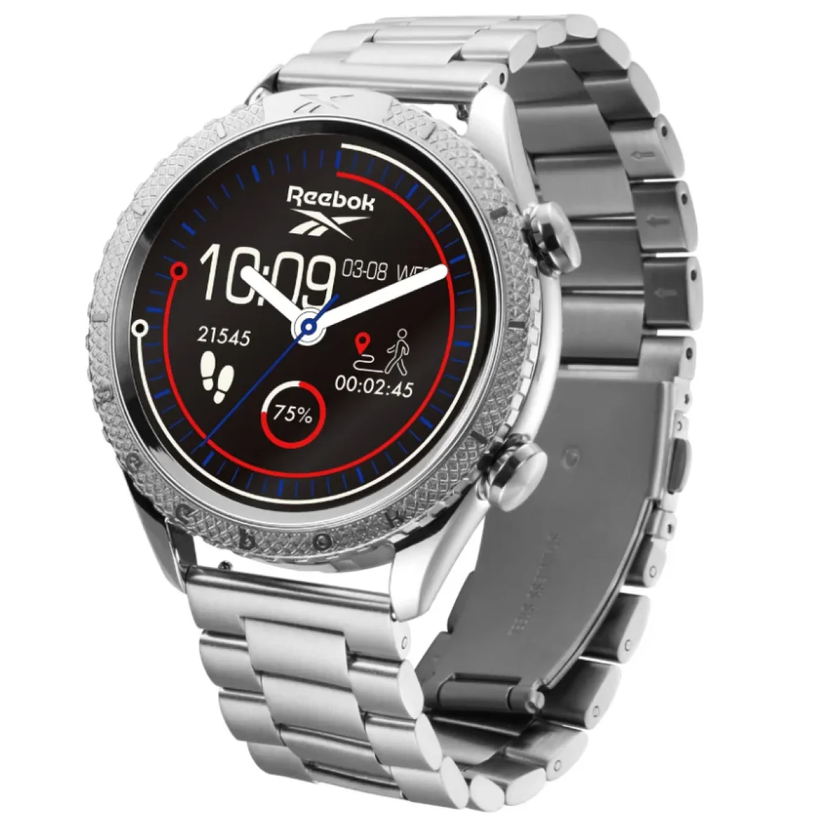 ساعة ذكية Reebok Ultru.1 بشاشة AMOLED 1.43 إنش وإطار دوار IP68 فضية - Image 2