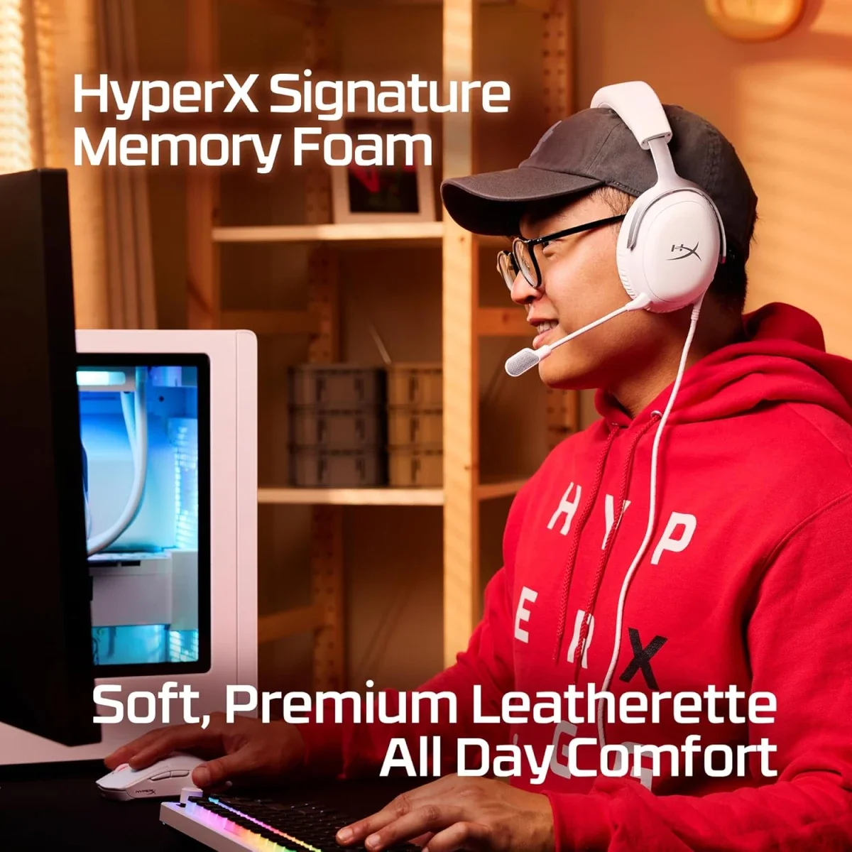 HyperX Cloud III Wired Gaming Headset, 53mm Drivers, DTS Spatial Audio, White - Thumbnail 2