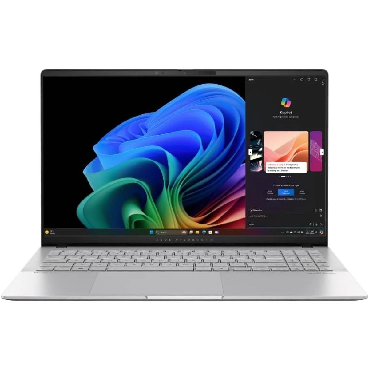 Asus Vivobook S 15 15.6-Inch 3K OLED Laptop, Snapdragon X Plus X1P-42-100, 16GB RAM, 1TB SSD, Cool Silver
