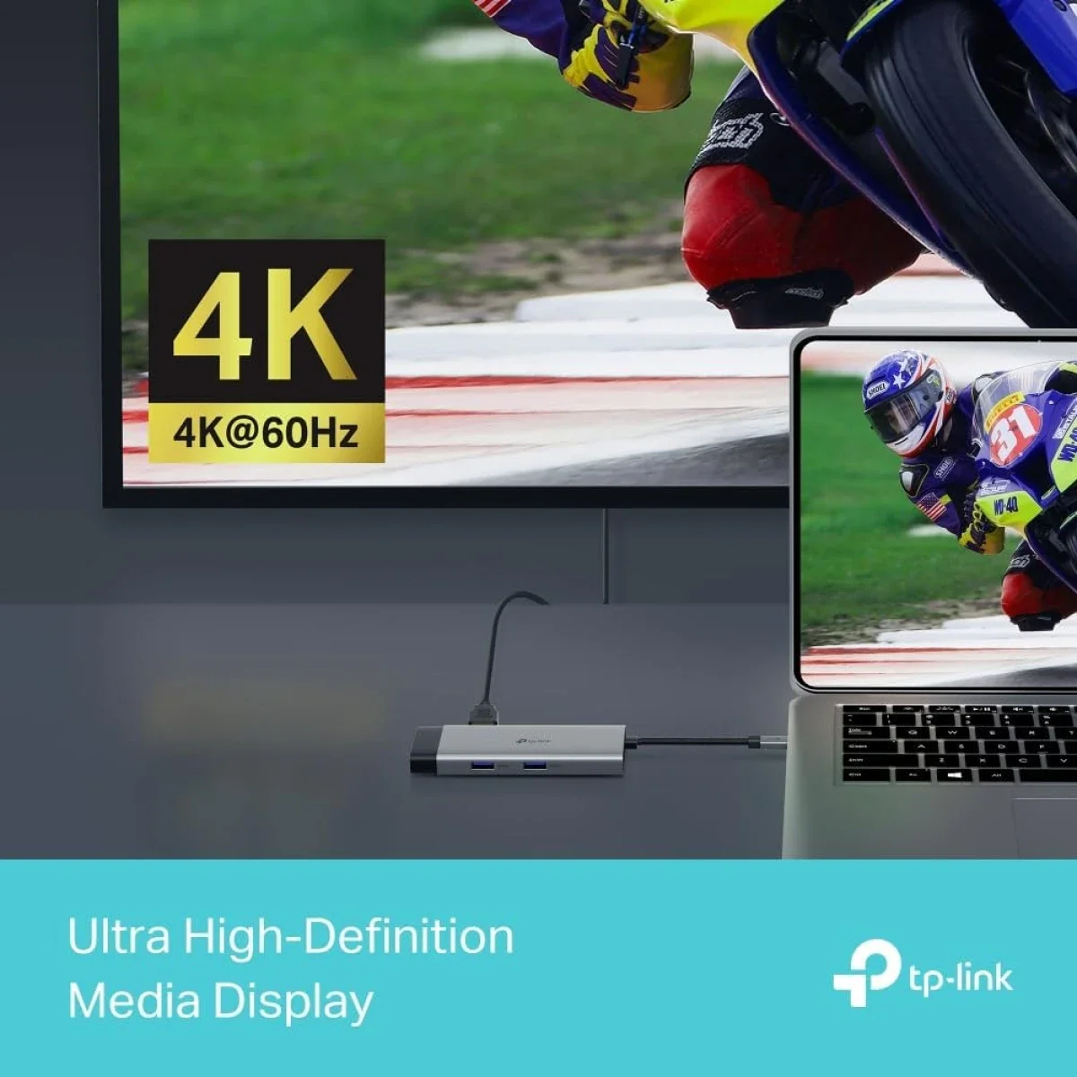 موزع USB-C 6 في 1 TP-LINK UH6120C مع HDMI 4K@60Hz وإيثرنت جيجابت وPD 100W - Image 4