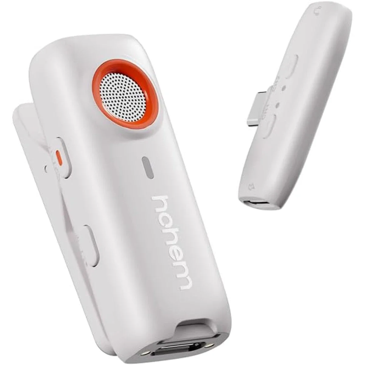 ميكروفون لافالير لاسلكي Hohem MIC-01 مع إلغاء ضوضاء DSP و2 مرسل + 1 مستقبل وعلبة شحن، أبيض - Image 2
