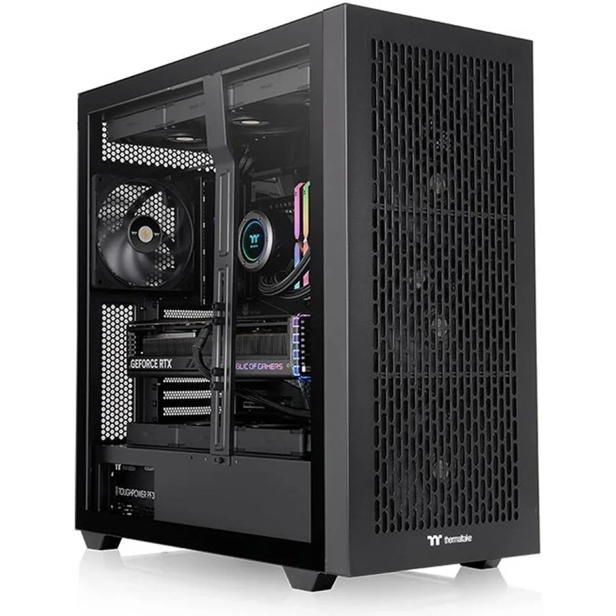 هيكل كمبيوتر Full Tower من Thermaltake AX500 مع 4 مراوح 140mm ودعم ردياتير 420mm، اسود