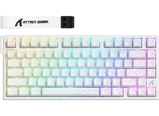 كيبورد ألعاب ATTACK SHARK R82 HE مغناطيسي سلكي 75% وايت كونتورز