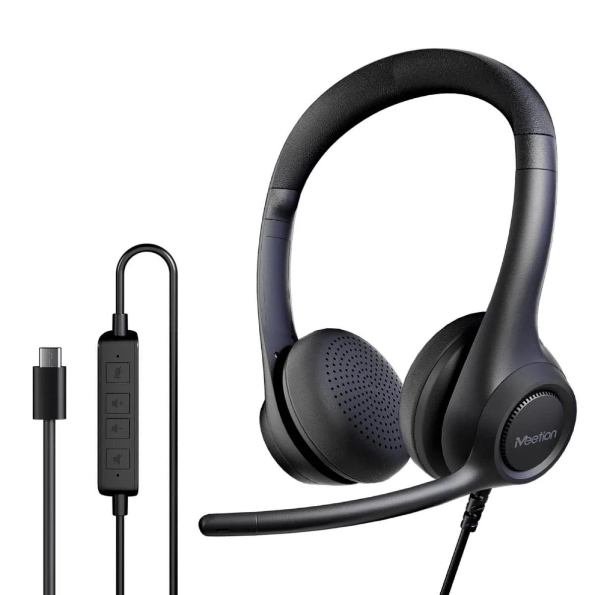Meetion H390C Type-C Wired Office Headphones - Black - Thumbnail 4