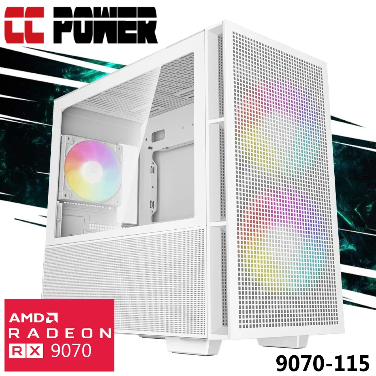 كمبيوتر عاب City Center Computers CC Power 9070-115 بمعالج AMD Ryzen 9 7900X وكرت Radeon RX 9070 16GB وذاكره 32GB وSSD سعه 1TB