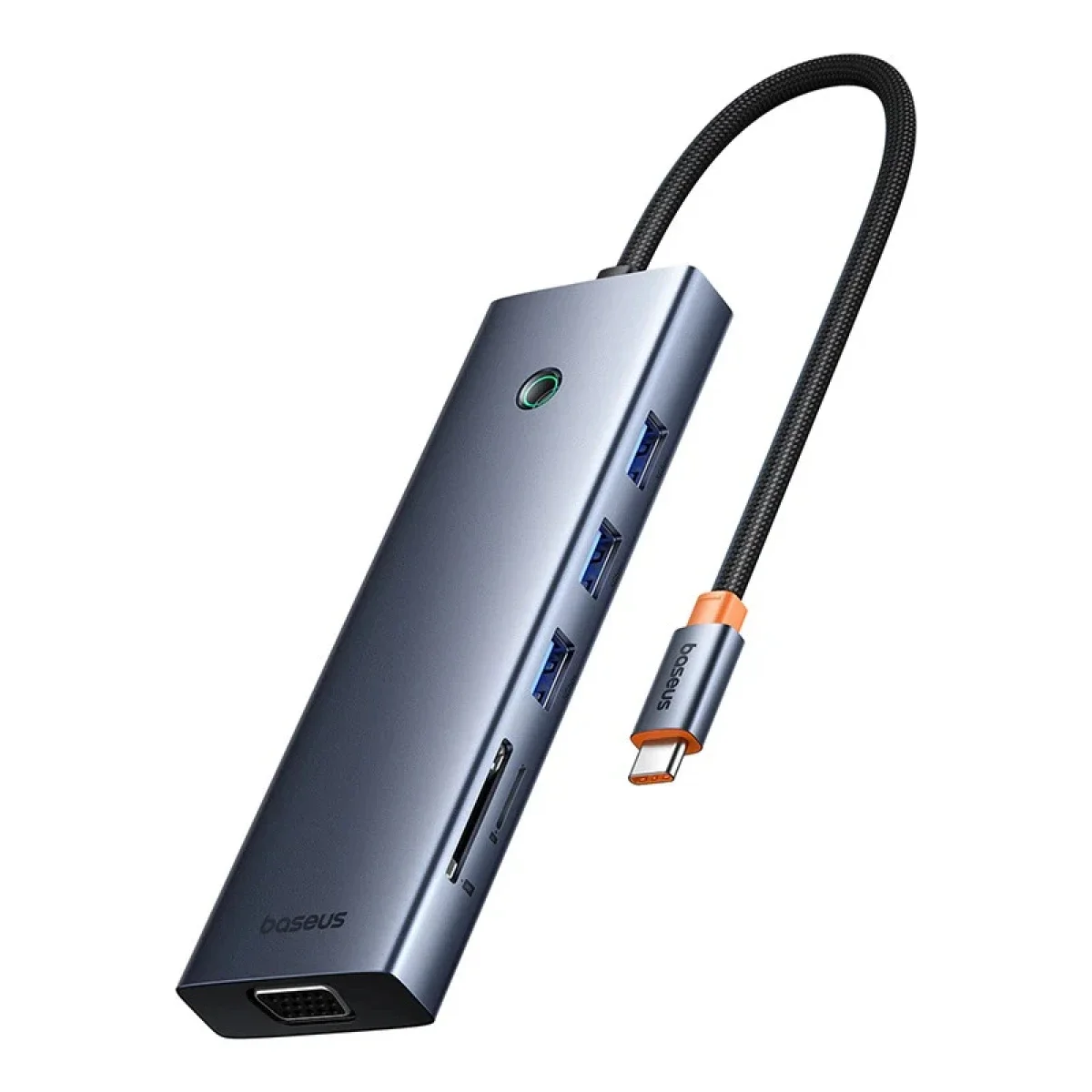 محطة إرساء وموزع USB-C Baseus UltraJoy Series 10 منافذ مع HDMI وVGA و3x USB 3.0 وPD وRJ45 وSD/TF - Space Gray - Image 3