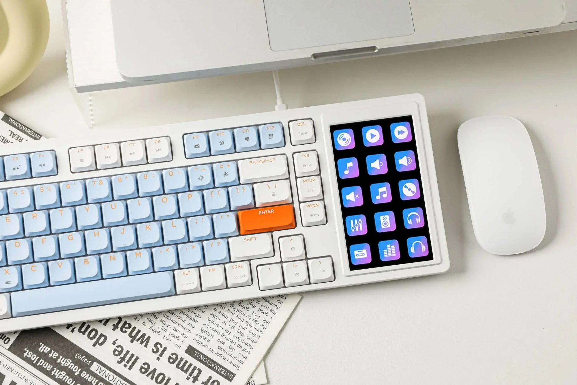 AJAZZ AK815 Mechanical Keyboard with Screen, Red Switches & DIY RGB – White, Blue & Orange - Image 8