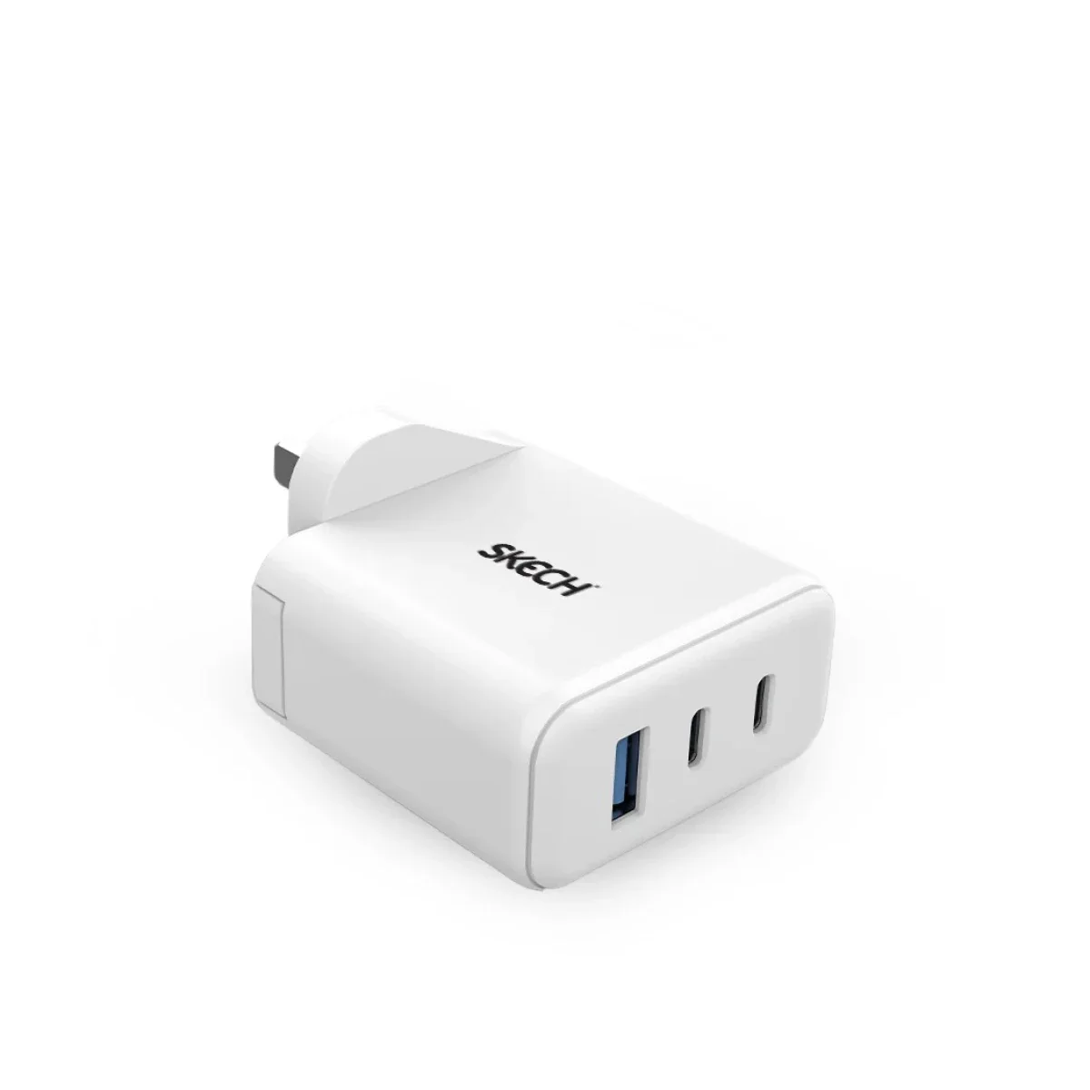 Skech 65W GaN 3-Port Wall Charger with Dual USB-C & USB-A - White - Image 4