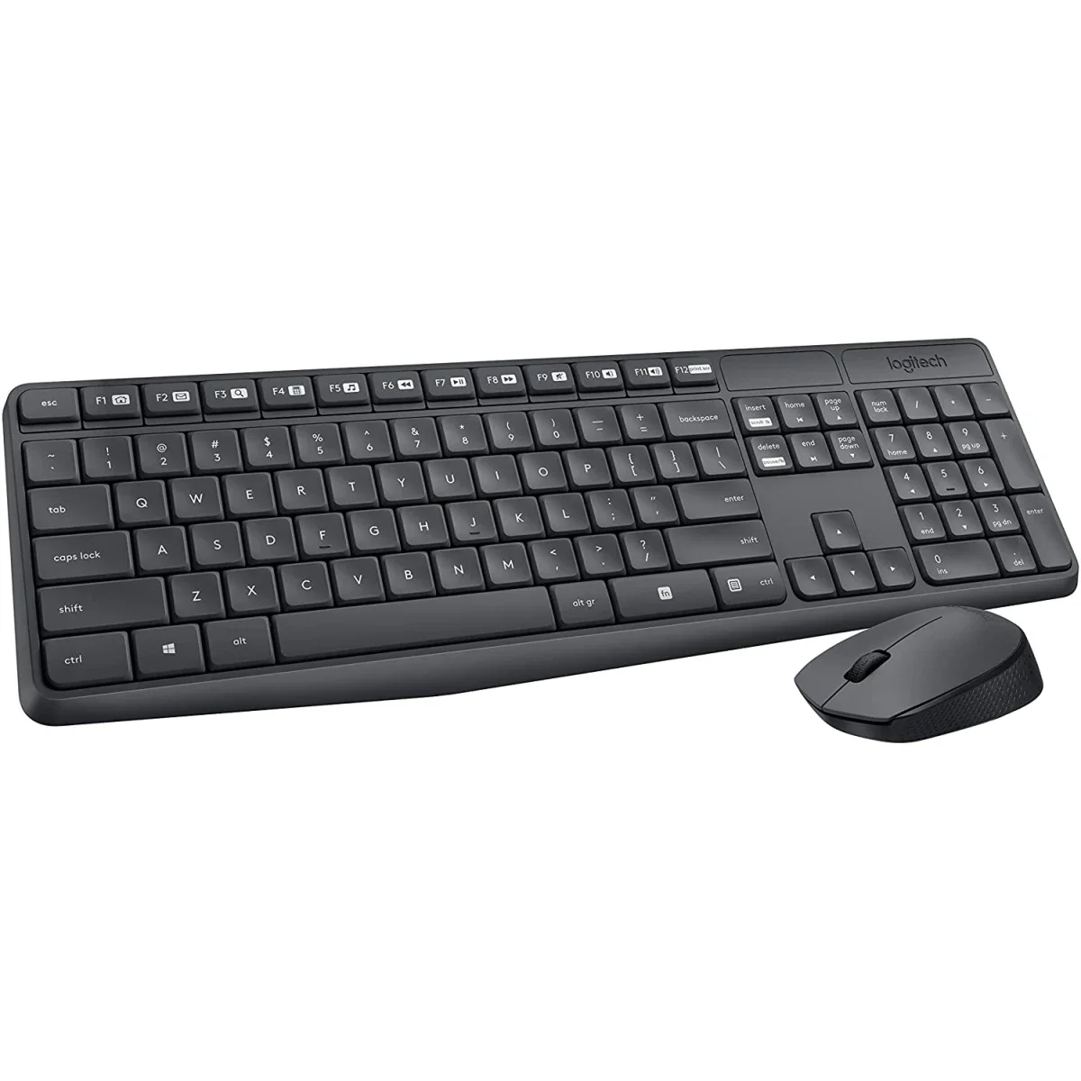 مجموعة لوحة مفاتيح وفأرة لاسلكية Logitech MK235 بتخطيط عربي/إنجليزي، أسود