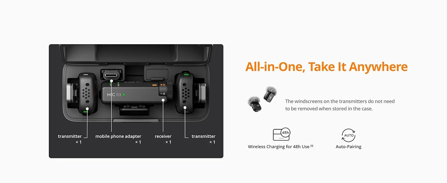 ميكروفون لاسلكي DJI Mic Mini مع 2 TX و1 RX وعلبة شحن - Thumbnail 10