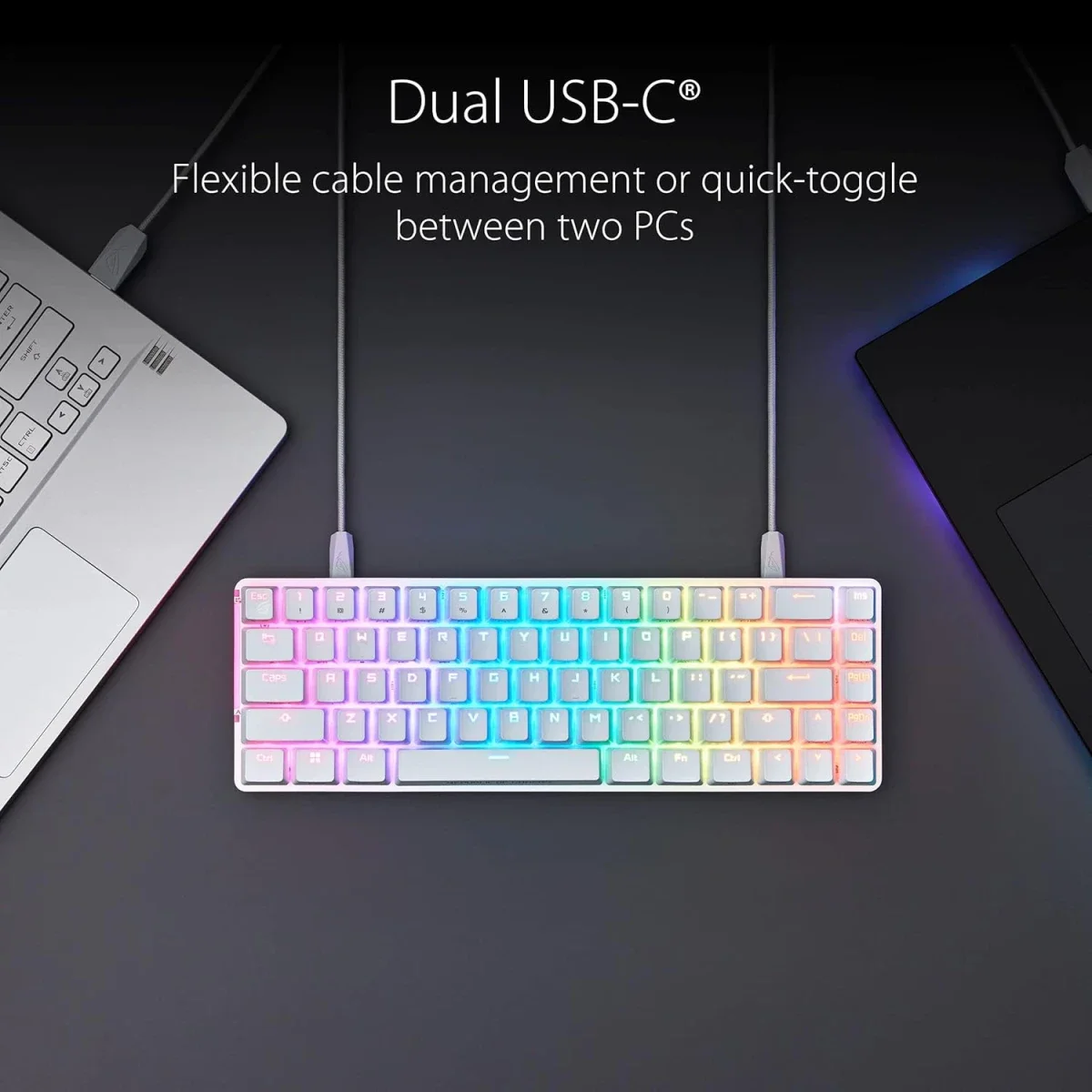كيبورد Asus ROG Falchion Ace للألعاب سلكي 65% بمفاتيح ROG NX Red، أبيض - Thumbnail 6