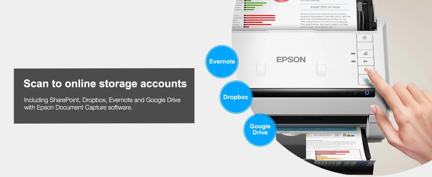ماسح مستندات EPSON ملون مزدوج الوجه مع مغذي تلقائي 100 ورقة وسرعة 45 صفحة/دقيقة DS-770 II - Thumbnail 8