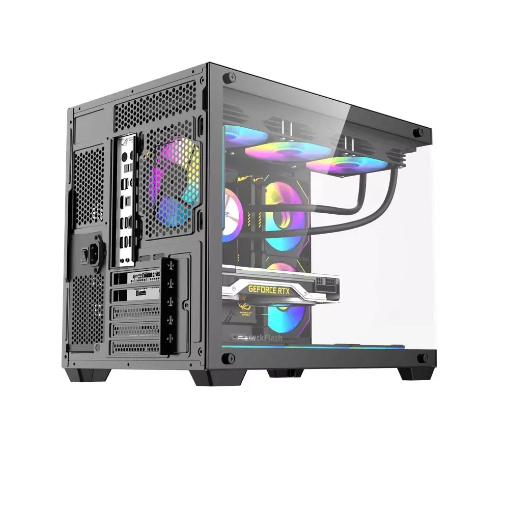DarkFlash B275 Pro M-ATX PC Case with 6 Infinite Loop ARGB Fans and 650W 80+ Bronze PSU - Black - Thumbnail 7