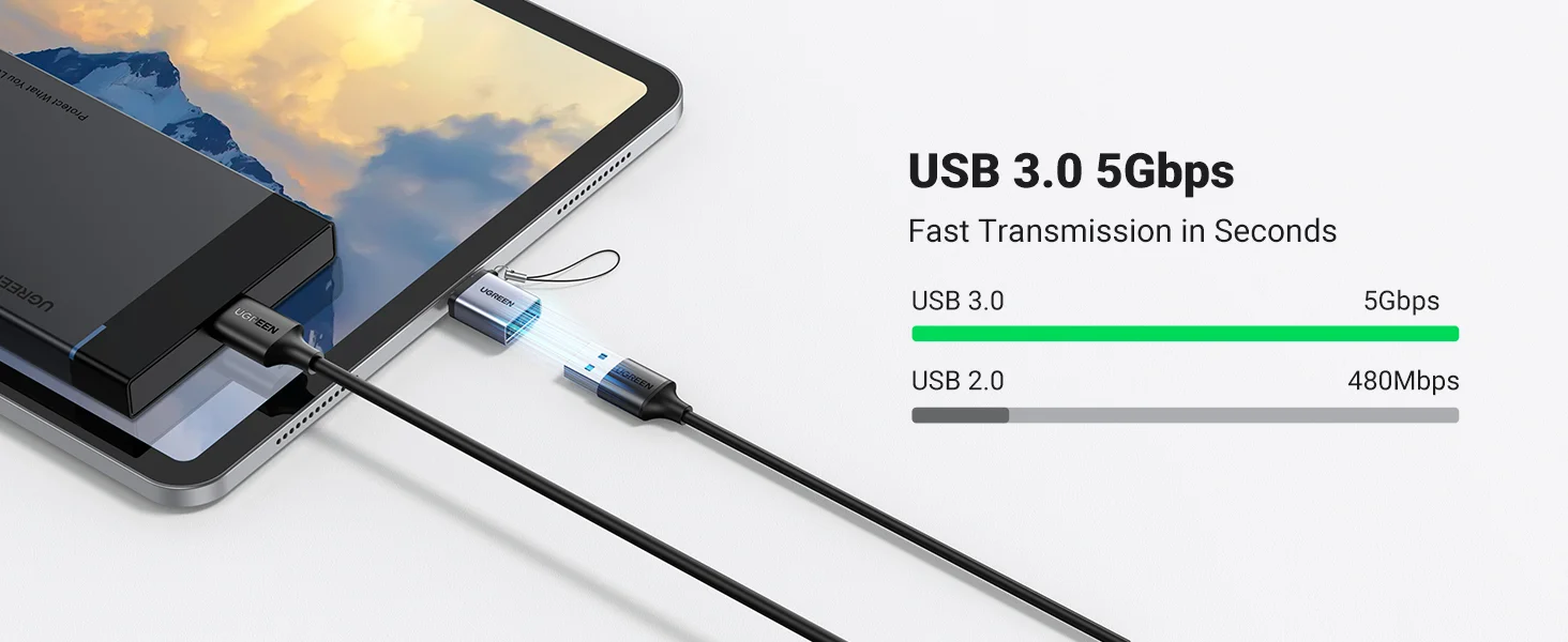 محول Ugreen USB-C ذكر إلى USB 3.0 A أنثى OTG بسرعة 5Gbps لون Space Gray - Image 5